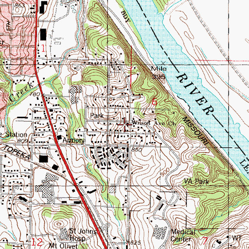 Topographic Map of Wilson Avenue Church, KS