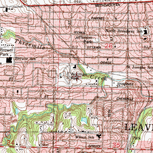 Topographic Map of Wollman Park, KS