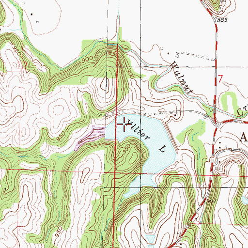 Topographic Map of Yllier Lake, KS