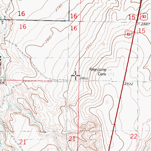 Topographic Map of Goodluck School (historical), KS