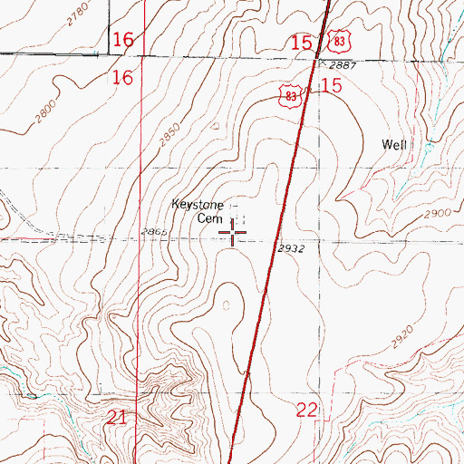 Topographic Map of Keystone Church (historical), KS