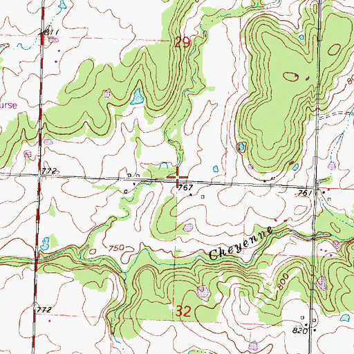 Topographic Map of Caney School (historical), KS