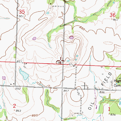 Topographic Map of Highland Center School (historical), KS