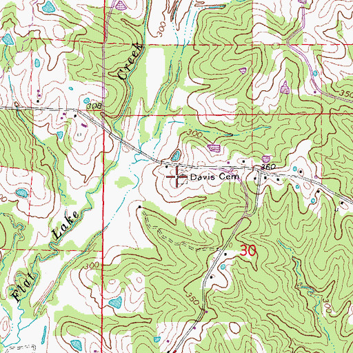 Topographic Map of Davis Cemetery, AR