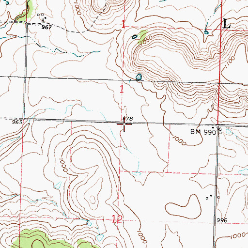 Topographic Map of Mount Valley School (historical), KS