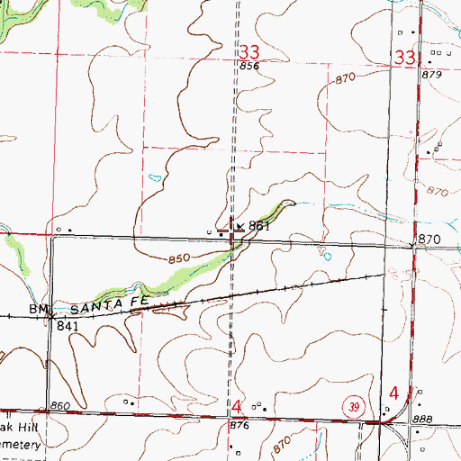 Topographic Map of One Hundred School (historical), KS