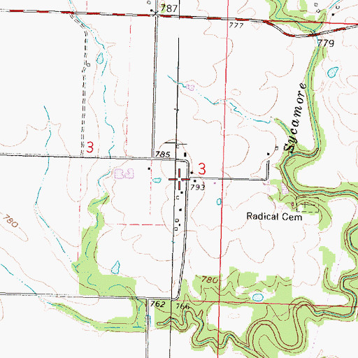 Topographic Map of Radical School (historical), KS