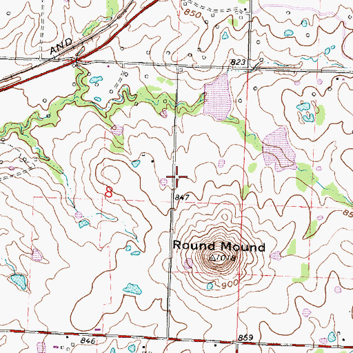 Topographic Map of Round Mound School (historical), KS