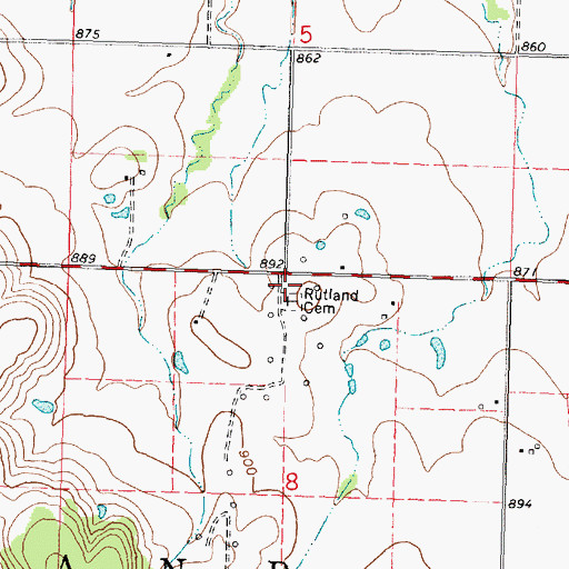 Topographic Map of Rutland Center School (historical), KS