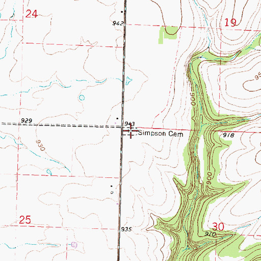 Topographic Map of Simpson Church (historical), KS