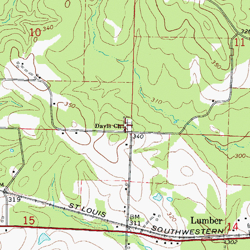 Topographic Map of Davis Church, AR