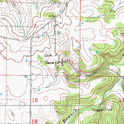 Topographic Map of Davis Church, AR