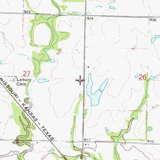 Topographic Map of Ladore School (historical), KS
