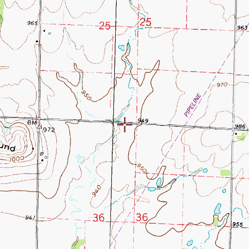 Topographic Map of Long Mound School (historical), KS