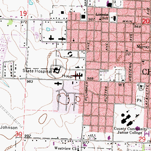 Topographic Map of Neosho Memorial Regional Medical Center, KS
