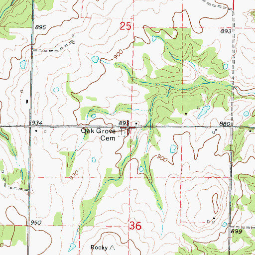 Topographic Map of Oak Grove School (historical), KS