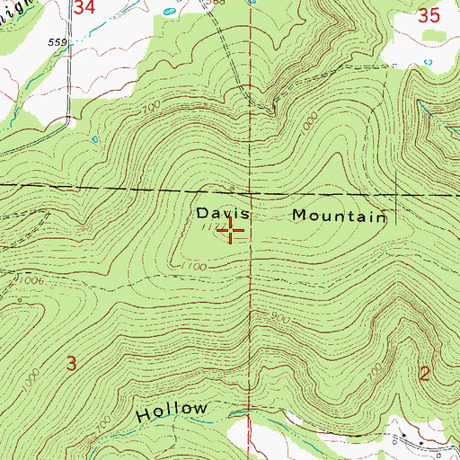 Topographic Map of Davis Mountain, AR