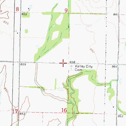 Topographic Map of Valley City School (historical), KS