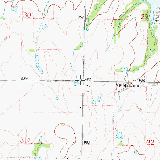 Topographic Map of Valley School (historical), KS