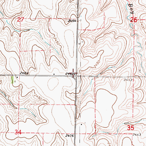 Topographic Map of Walnut Ridge School (historical), KS