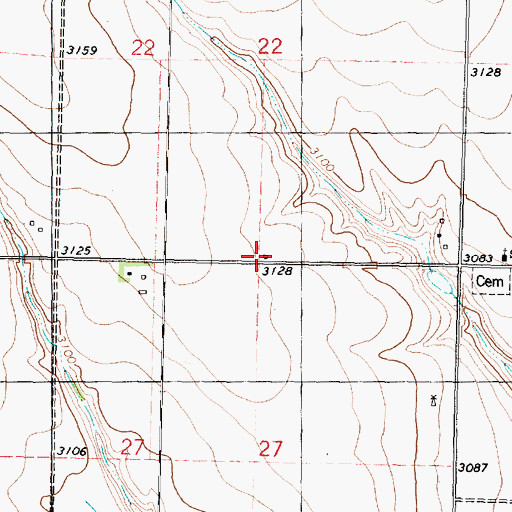 Topographic Map of Bohemian Center School (historical), KS