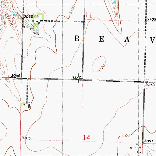 Topographic Map of Hawkeye School (historical), KS