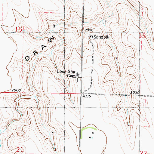 Topographic Map of Lone Star Church (historical), KS