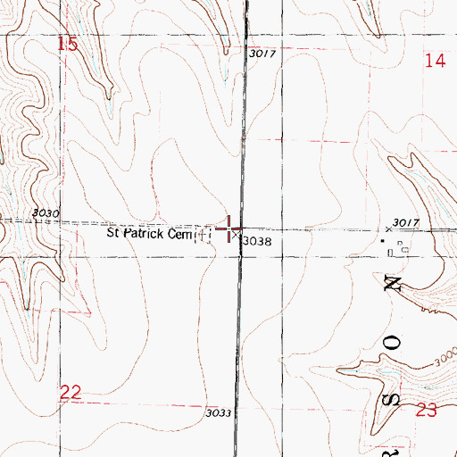 Topographic Map of Saint Patrick Church (historical), KS