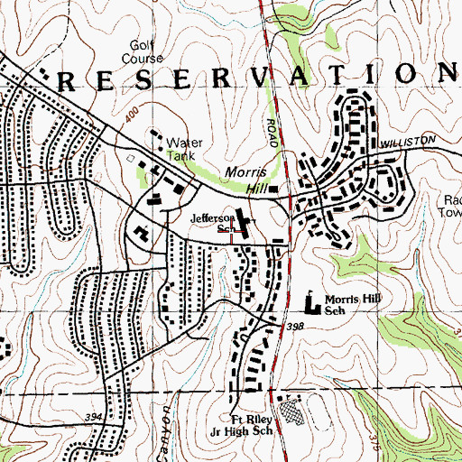 Topographic Map of Jefferson Elementary School, KS