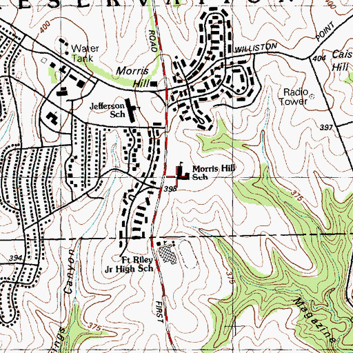 Topographic Map of Morris Hill Elementary School, KS