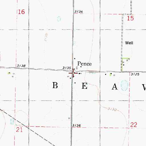Topographic Map of Pence School (historical), KS