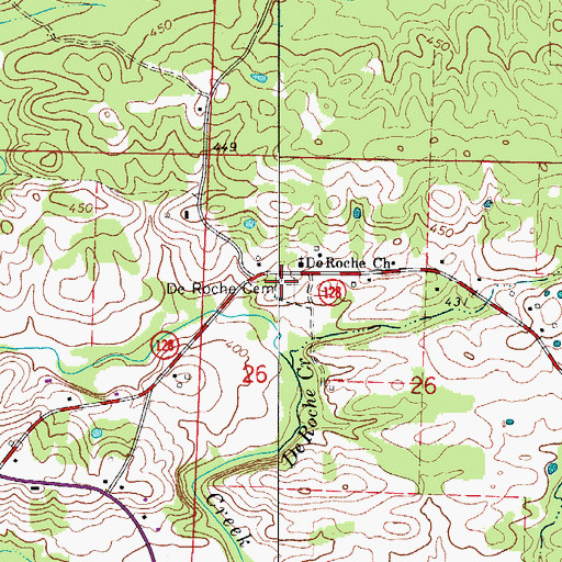 Topographic Map of De Roche Cemetery, AR