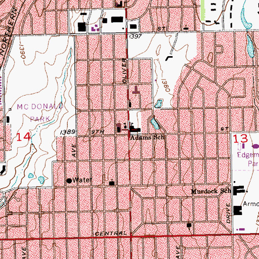 Topographic Map of Kansas, KS