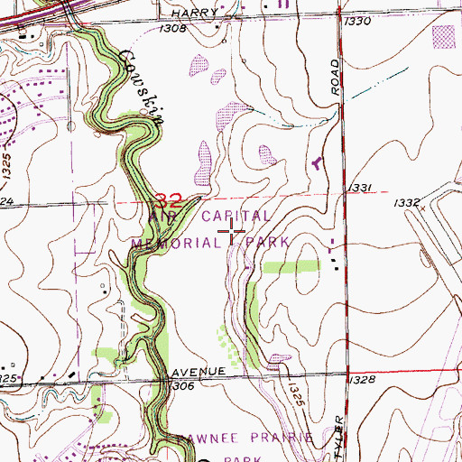 Topographic Map of Air Capital Memorial Park, KS