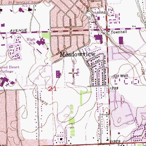 Topographic Map of Brown Thrush Park, KS