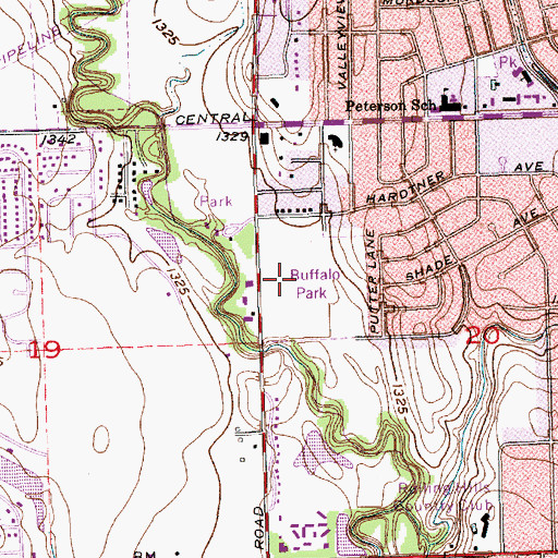 Topographic Map of Buffalo Park, KS