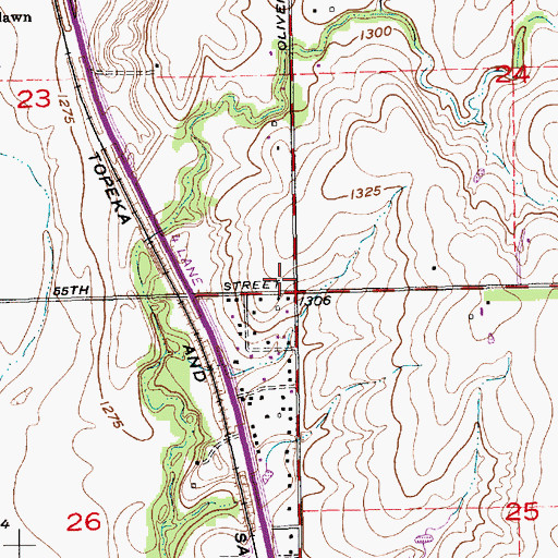 Topographic Map of Carlton School (historical), KS