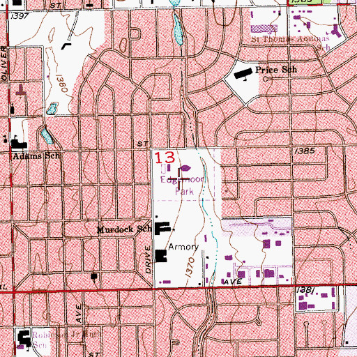 Topographic Map of Edgemoor Park, KS