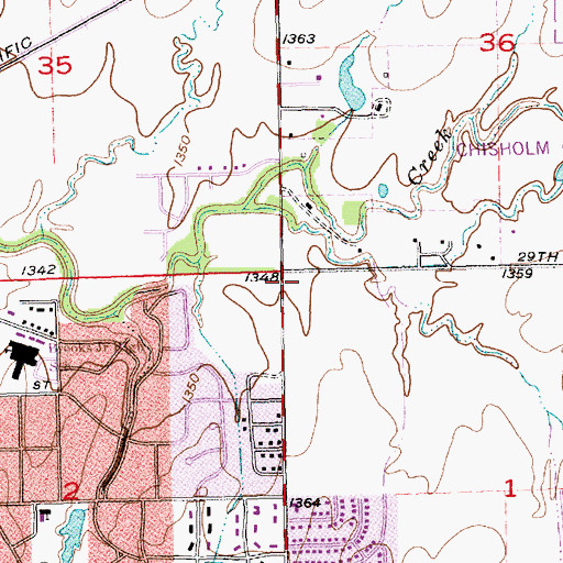 Topographic Map of Enterprise School (historical), KS