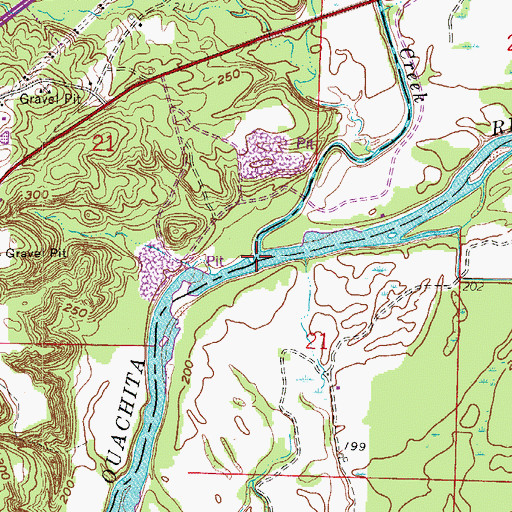 Topographic Map of De Roche Creek, AR