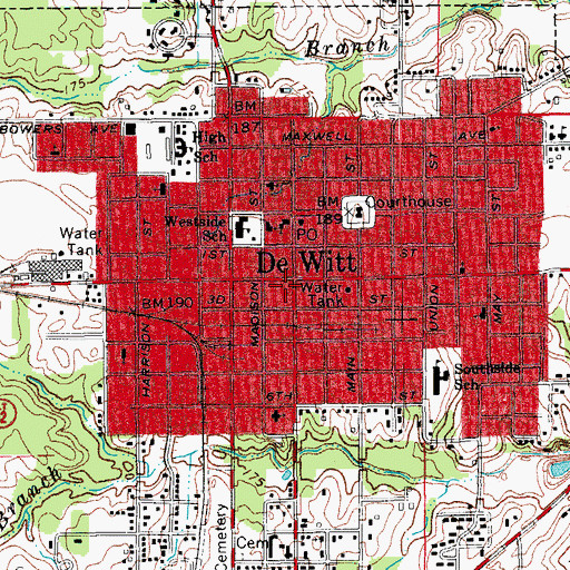 Topographic Map of De Witt, AR