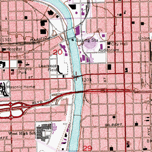 Topographic Map of Murray Bridge, KS