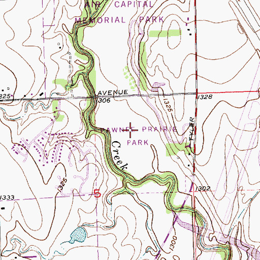 Topographic Map of Pawnee Prairie Park, KS