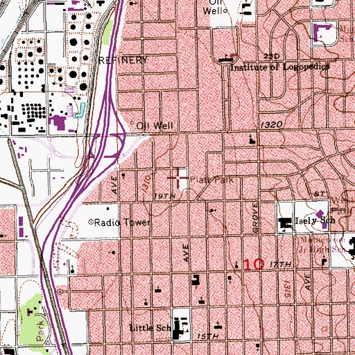 Topographic Map of Piatt Park, KS