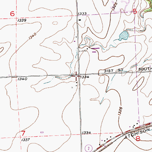 Topographic Map of Rising Sun School (historical), KS