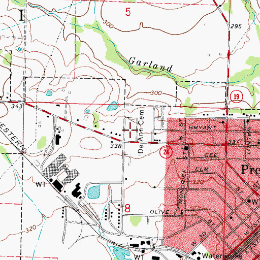 Topographic Map of DeAnn Cemetery, AR