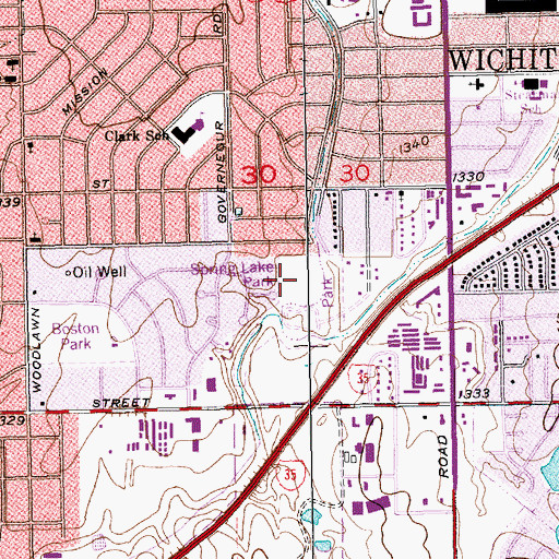 Topographic Map of Spring Lake Park, KS
