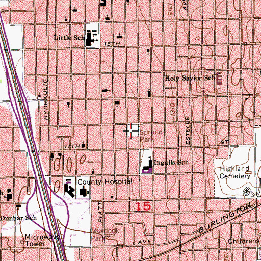 Topographic Map of Spruce Park, KS