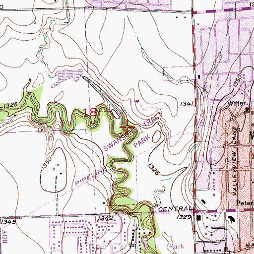Topographic Map of Swanson Tract Park, KS
