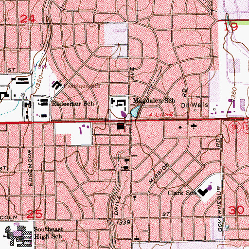 Topographic Map of Tucker School (historical), KS
